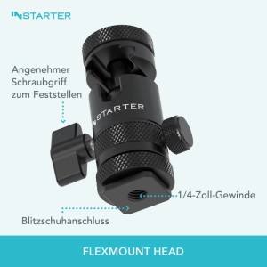 Instarter Flexmount Head Plus Kugelkopf 2-In-1 2X Blitzschuh Stativkopf Kamera