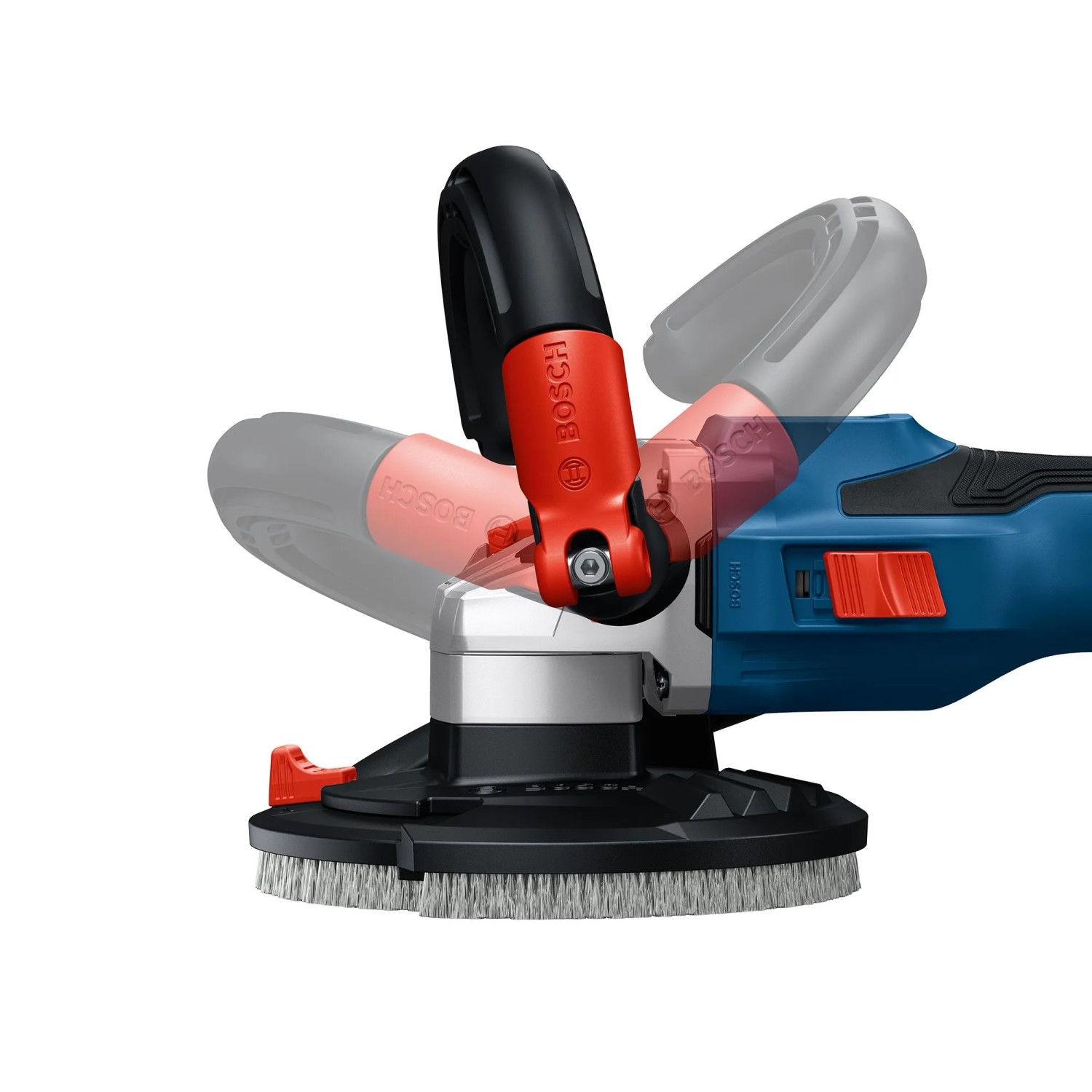 Bosch Professional GBR 18V-15 S Akku-Betonschleifer mit drehbarem Handgriff für flexible Anwendung.