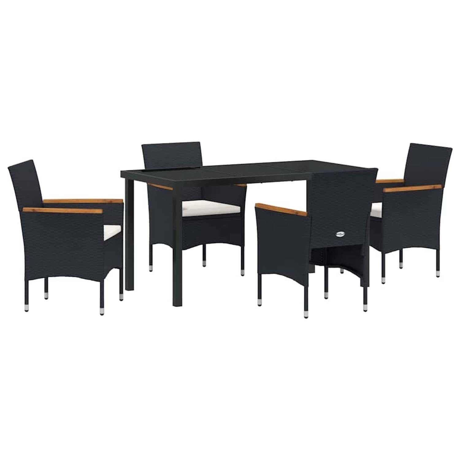 vidaXL Garten Essgruppe mit Kissen 5-Tlg Schwarz Poly Rattan 3379753 günstig online kaufen