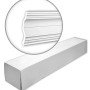 PROFHOME Eckleisten Set, 5 Zierleisten (10 m), weiß, für Paneele. Detailansicht der Leiste im Kreis.