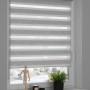 Schöner Wohnen Doppelrollo Tilda, anthrazit, 45x150 cm, mit transparenten und blickdichten Streifen am Fenster.