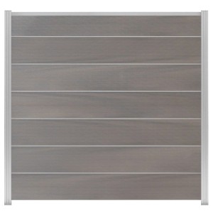 GartenLand WPC Zaun XL Ameland Exclusive Co-ex ca. 180 x 180 cm Sichtschutz Steckzaun Ameythstgrau Multic. mit Zwischen-und Abschlussleiste Silber
