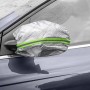 Apa Frontscheibenabdeckung mit Spiegelhülle am Auto, silberfarben mit grünem Streifen.
