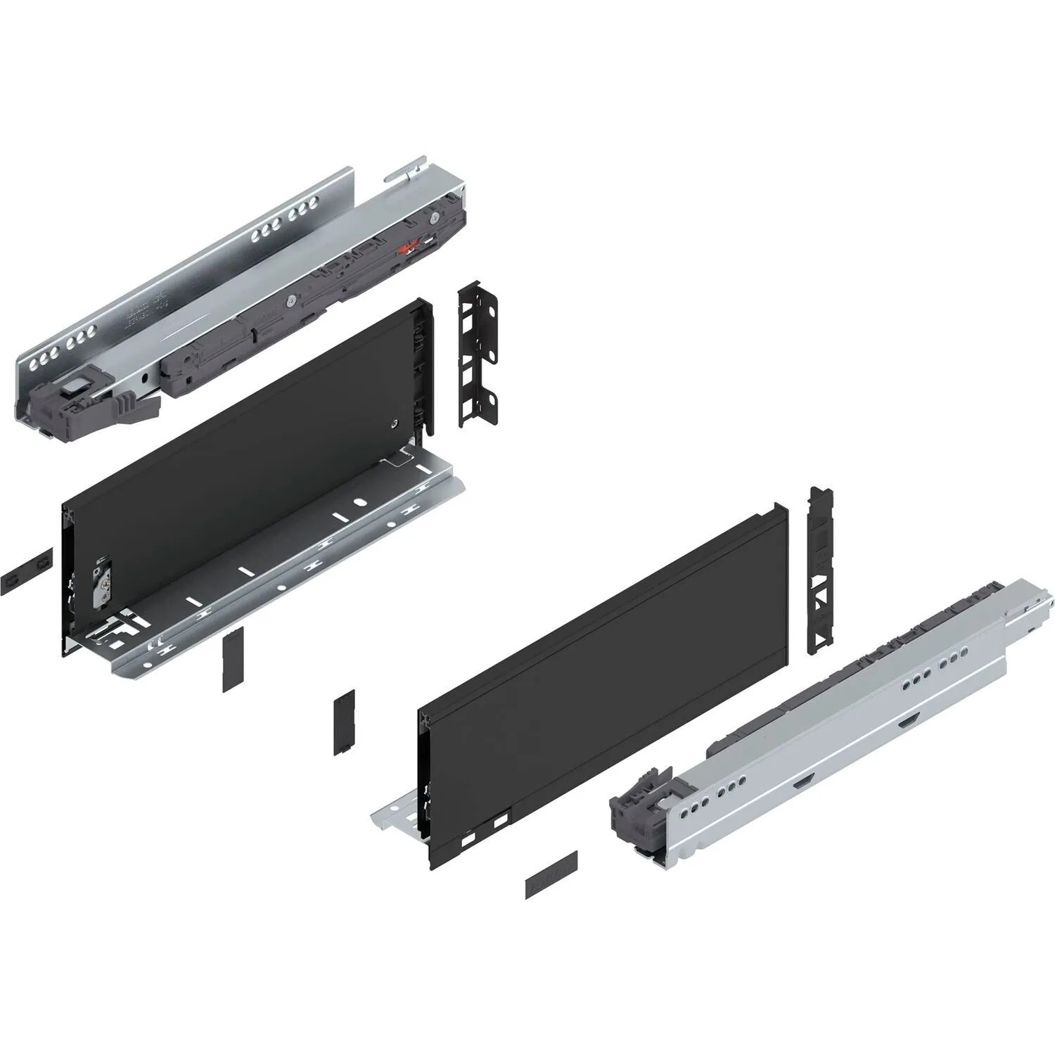Blum Legrabox Pure Set Höhe K Tip-On Vollauszug 350 mm 40 kg Carbonschwarz 1 Paar