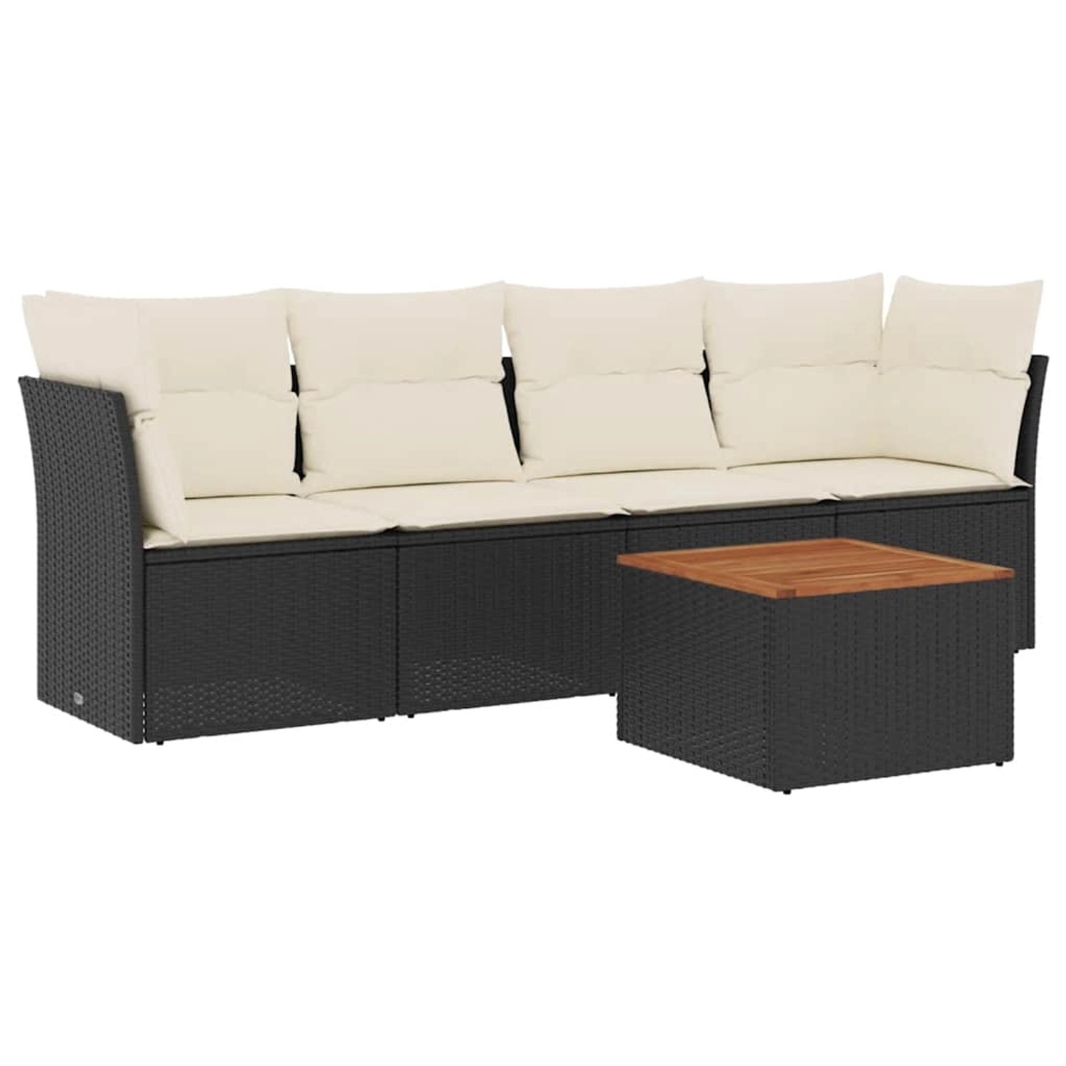 vidaXL 5-Tlg Garten-Sofagarnitur mit Kissen Schwarz Poly Rattan 3255804 günstig online kaufen