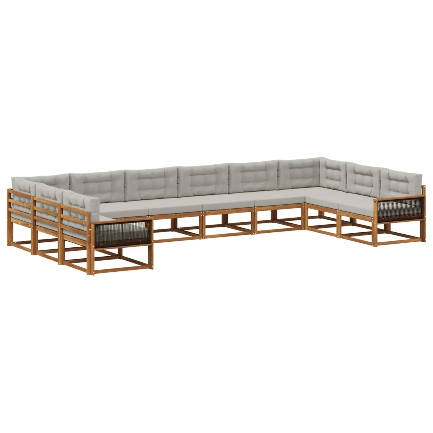 vidaXL Outdoor-Sofagarnitur mit Kissen 10 Stk Natur und Hellgrau 3382924