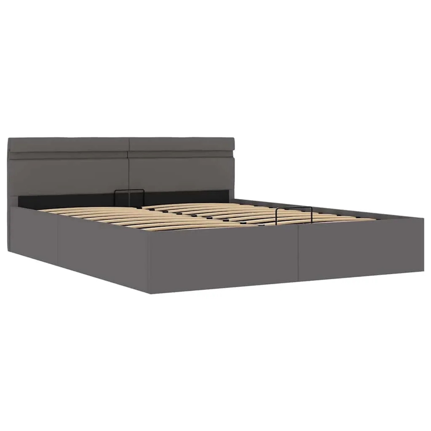 vidaXL Bett mit Bettkasten Hydraulisch LED Grau Kunstleder 160x200 cm 285556
