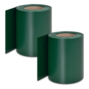 2er Set grüne Juskys PVC Sichtschutzstreifen für Zaunbau, auf Rollen.
