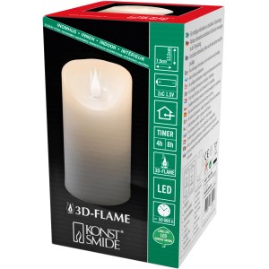 Konstsmide LED Echtwachskerze mit 3D-Flamme und Timer im Karton.