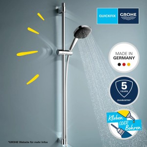 Grohe Vitalio Comfort 110 Brausestangenset mit Handbrause und drei Strahlarten in Chrom.
