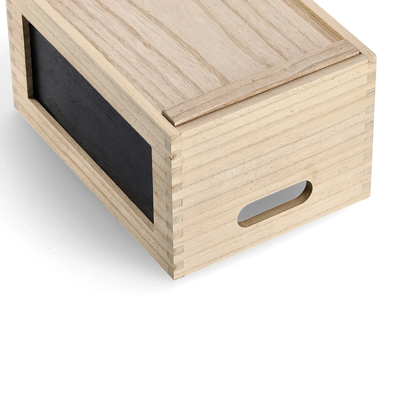 Allzweckkiste aus Holz mit Tafel, 15x20x28 cm, naturfarben. Aufbewahrungsbox mit Griff.
