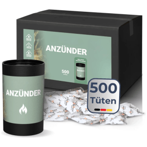 DELUKE Kaminanzünder, 500 Stück im Karton und Dose, ideal für Kamin, Grill und Lagerfeuer.