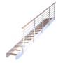 Treppe Kos mit 14 Buchenholzstufen, weißem Design-Geländer und Metallwangen. Ideal für Ihr Zuhause.