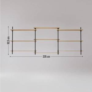 Ar Shelving Deco Set: Standregal mit hellem Holz und schwarzem Stahl, 92,5x235x17 cm.