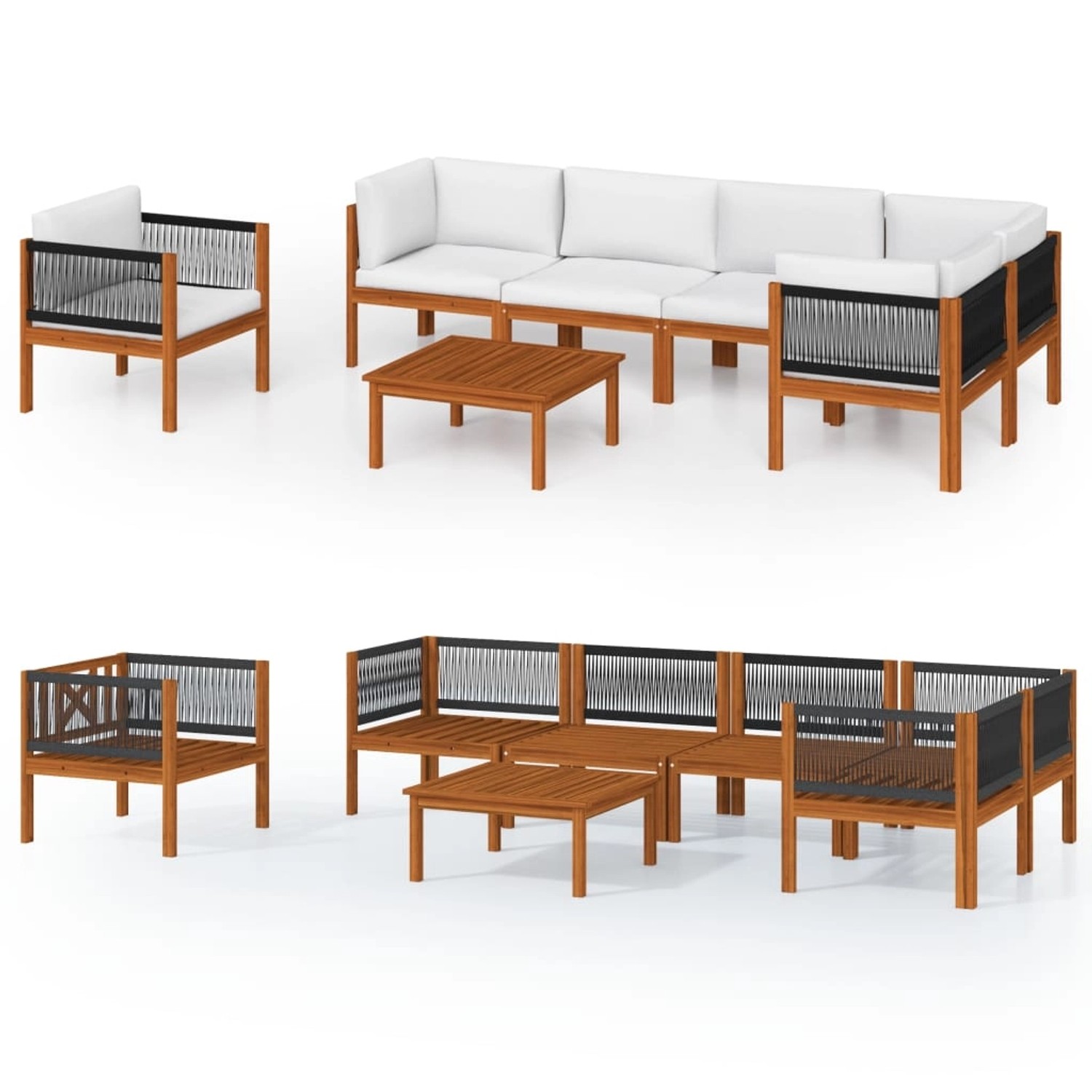 vidaXL 7-Teiliges Garten-Lounge-Set mit Kissen Creme 63 x 63 cm 3057905