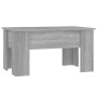 Grauer Couchtisch Sonoma 79x49 cm aus Holzwerkstoff mit höhenverstellbarer Platte.