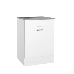OPTIFIT Spülenunterschrank Bonn214, 60 cm breit, weiß mit grauem Dekor, für Hauswirtschaftsraum.