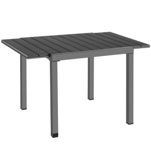 Tectake Inca Gartentisch, ausziehbar, schwarz, mit Aluminiumrahmen und Lamellen in Holzoptik. Ideal für 4-6 Personen.