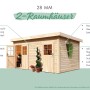 Karibu Gartenhaus Skanderborg mit 2 Räumen, 360x240 cm, aus Holz. Ideal als Gerätehaus.