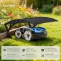 Tectake Rasenmäher Roboter Garage Domus mit Rasenmäher im Garten. Zubehör für Rasenmäher.