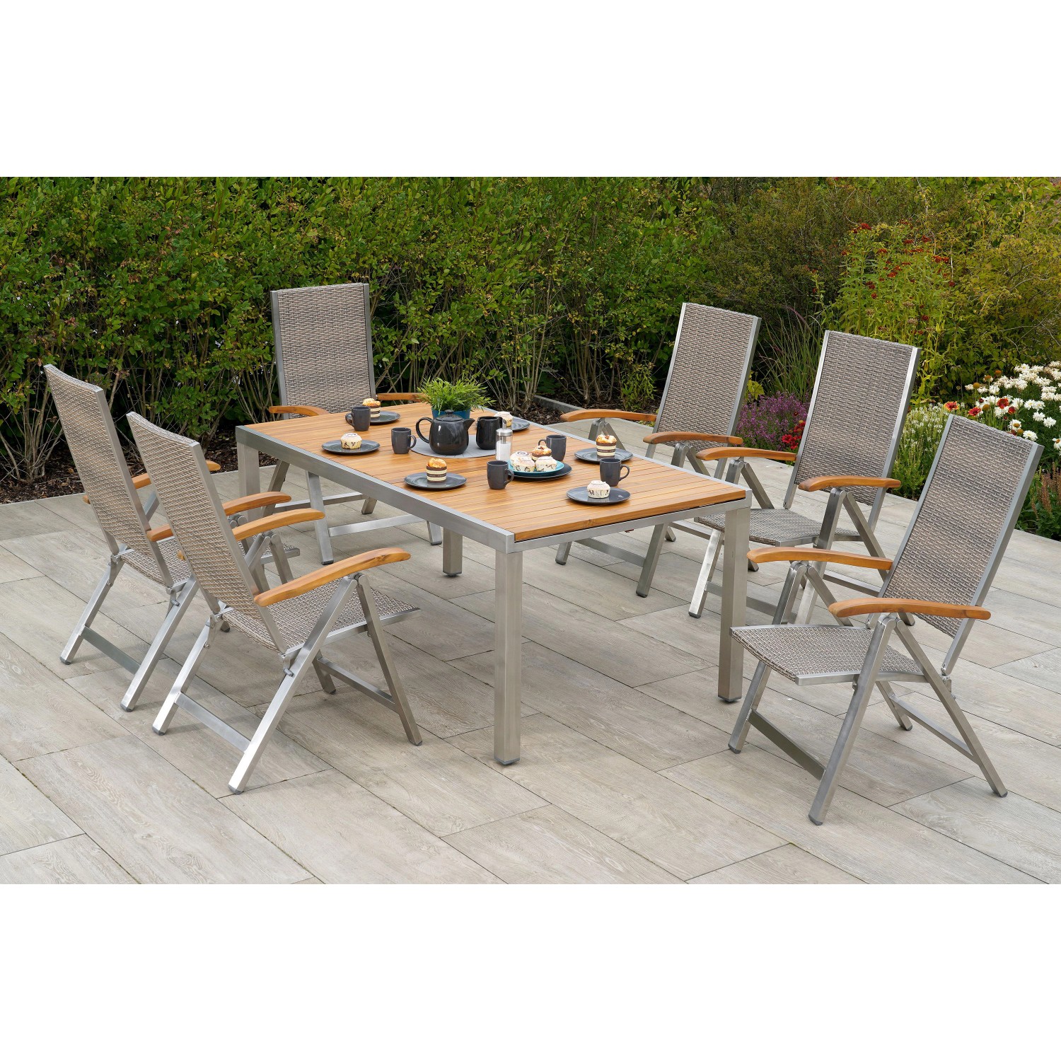 Merxx GartenmöbelSet San Severo 7teilig Ausziehtisch Naturgrau kaufen
