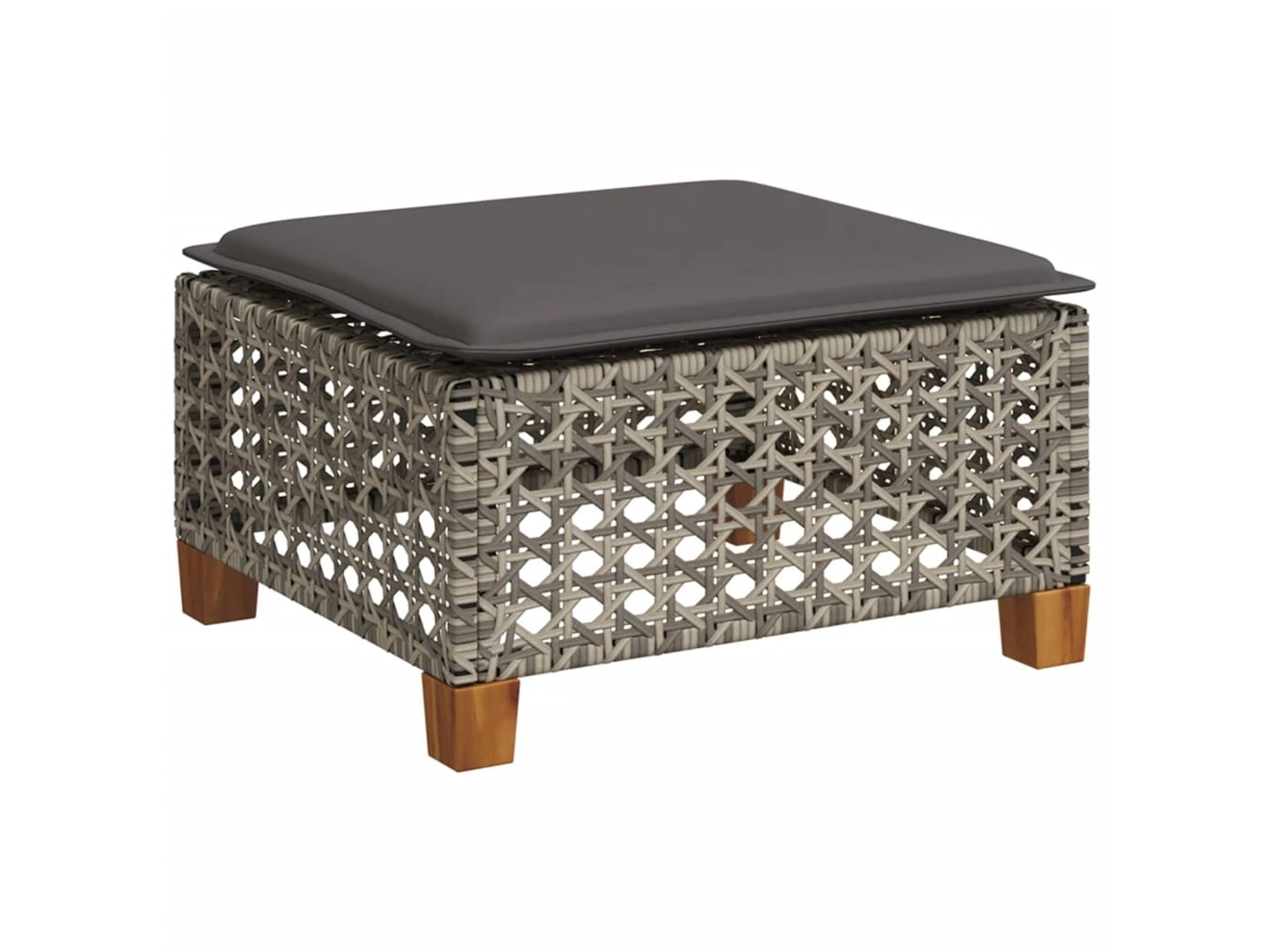 Iiaky Gartenhocker Aus Poly Rattan – Mit Kissen, Grau & Wetterfest | Outdoor Sitzhocker Für Terrasse & Garten