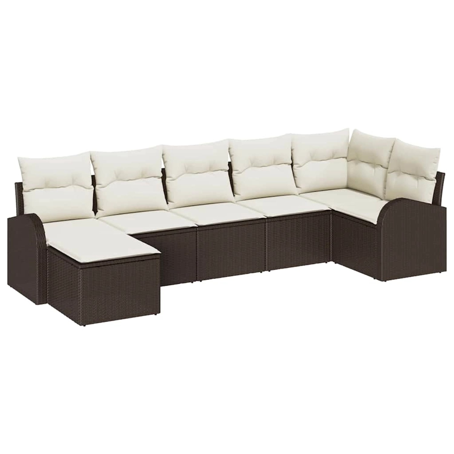 vidaXL Garten-Sofa-Set mit Kissen 7-Tlg Braun Poly Rattan 3346128 günstig online kaufen