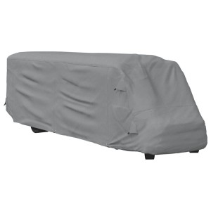 Graue vidaXL Schutzhülle für ein Wohnmobil, Abmessungen 970x235x275 cm.