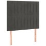 Dunkelgraues Boxspringbett 80x200 cm mit Samt-Kopfteil und Holzfüßen.