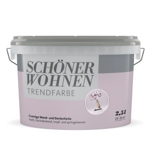 Schöner Wohnen Trendfarbe Donut, 2,5l, für Wände und Decken. Matte, cremige Wandfarbe in Rosa.