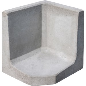 Diephaus L-Stein Ecke, unbewehrt, grau, 50x50x50x7 cm. Eckelement für Mauersysteme im Garten.