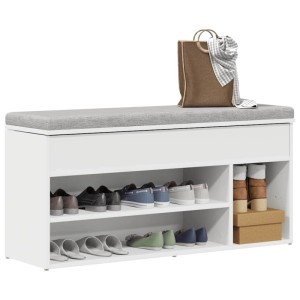 vidaXL Schuhbank Weiß 102x30,5x45 cm Holzwerkstoff 859136