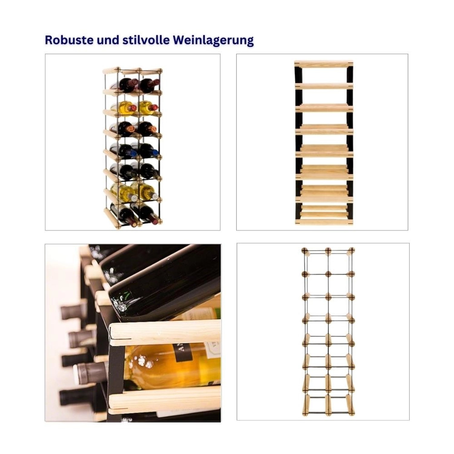 PROREGAL Weinregal aus Kiefernholz für 14 Flaschen, modular erweiterbar.