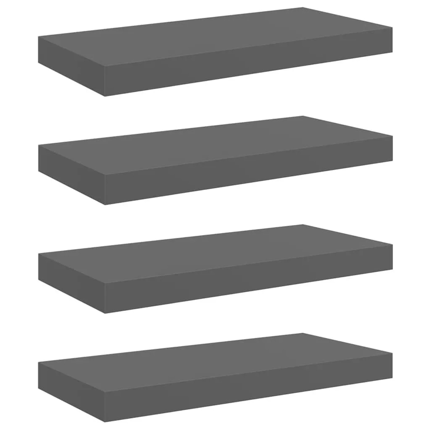 vidaXL Schweberegale 4 Stk Hochglanz-Grau 50x23x3,8 cm MDF 323789