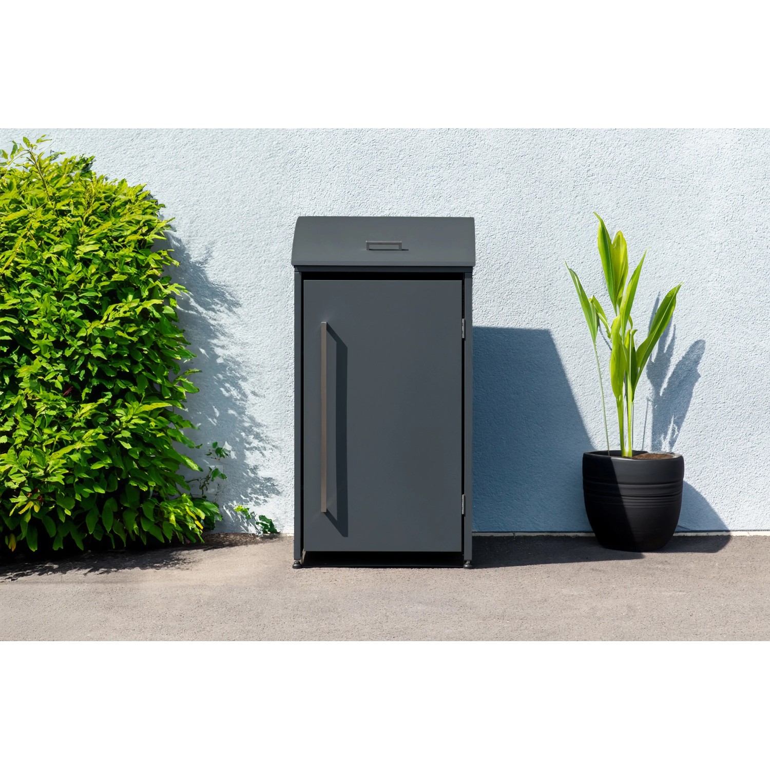 Westmann Mülltonnenbox Moderna, anthrazit, für eine 240L Tonne. Aufbewahrungsbox aus Stahl mit Deckel und Tür.