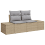 Beiges 8-tlg. vidaXL Garten-Sofa-Set aus Poly Rattan mit Stauraum und grauen Kissen.