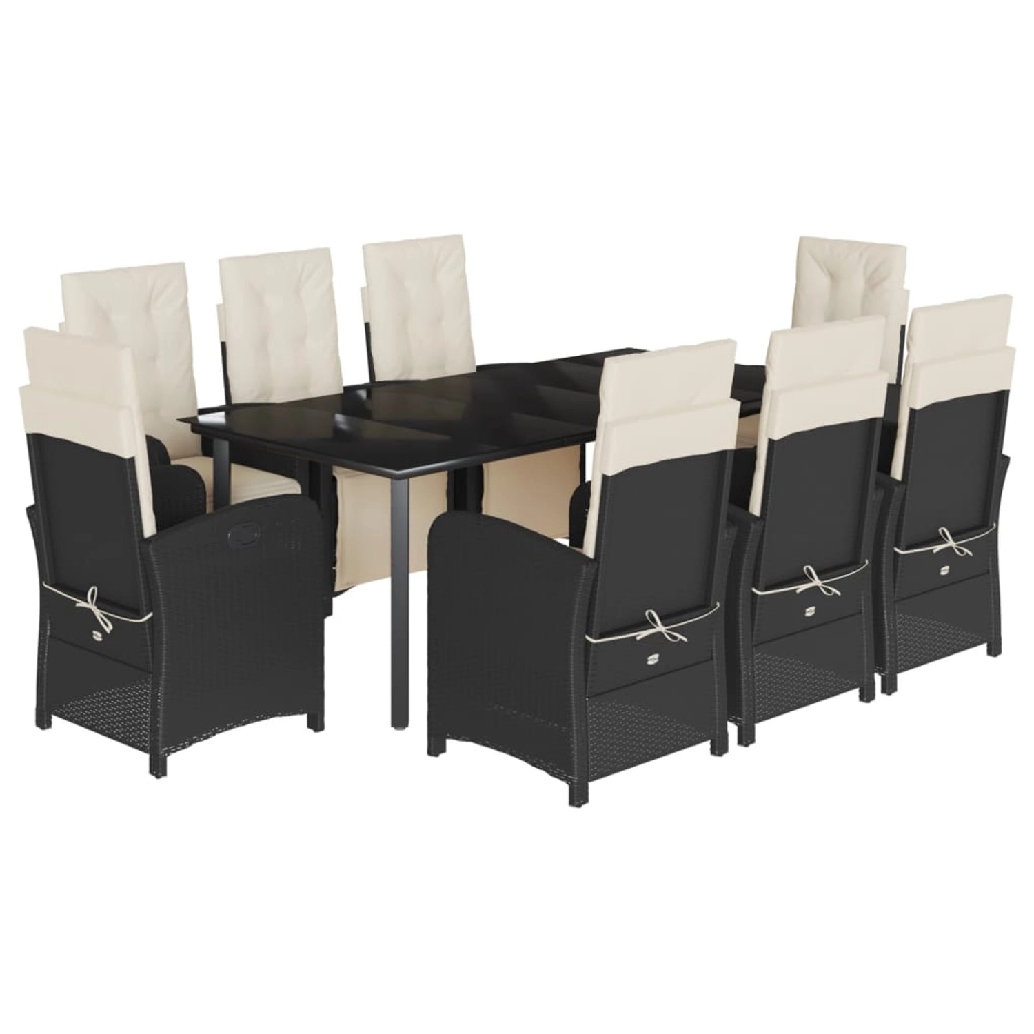 vidaXL 9-Tlg Garten-Essgruppe mit Kissen Schwarz Poly Rattan 3212527 günstig online kaufen
