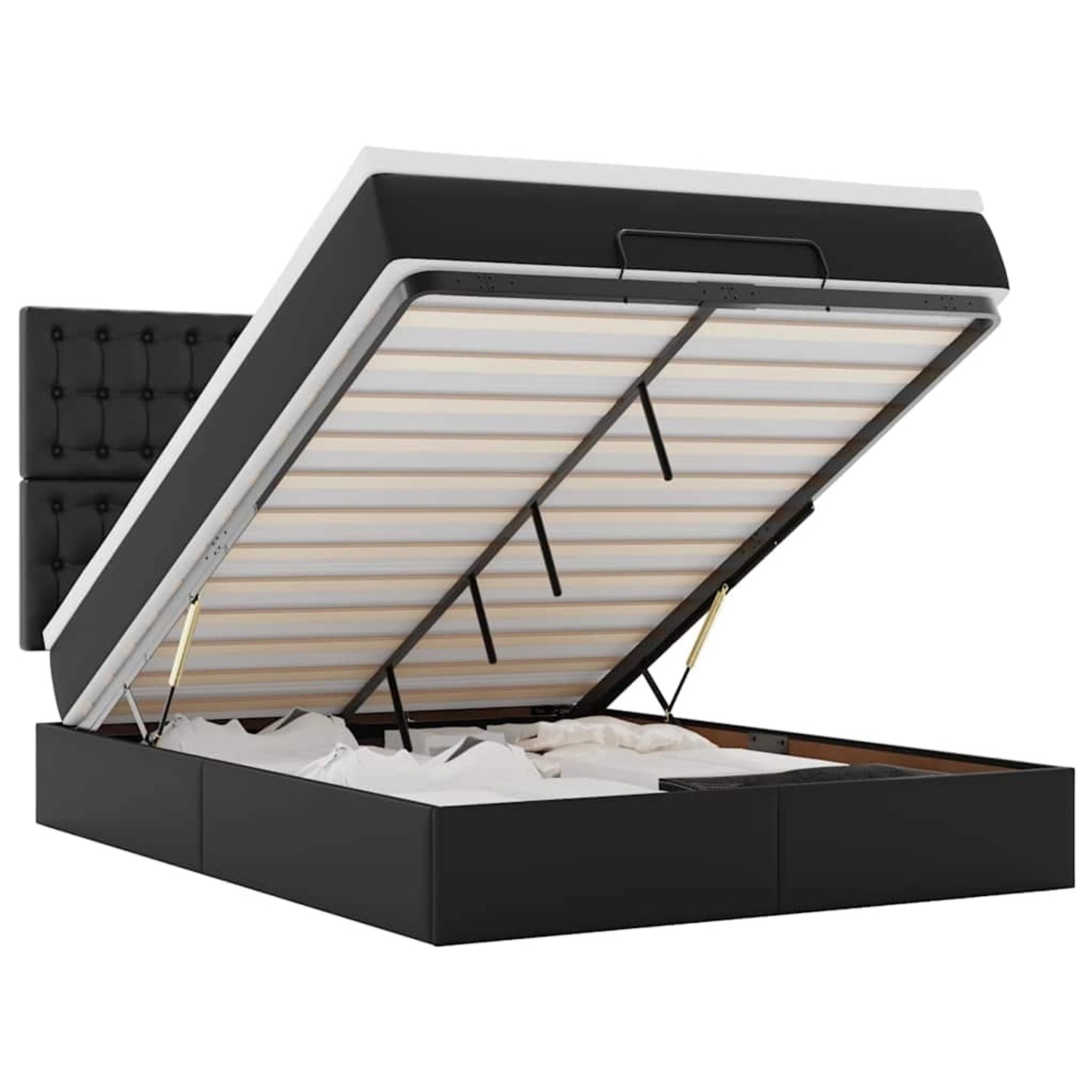 vidaXL Ottoman-Bett mit Matratze & LEDs Schwarz 140x190 cm Kunstleder 3313850