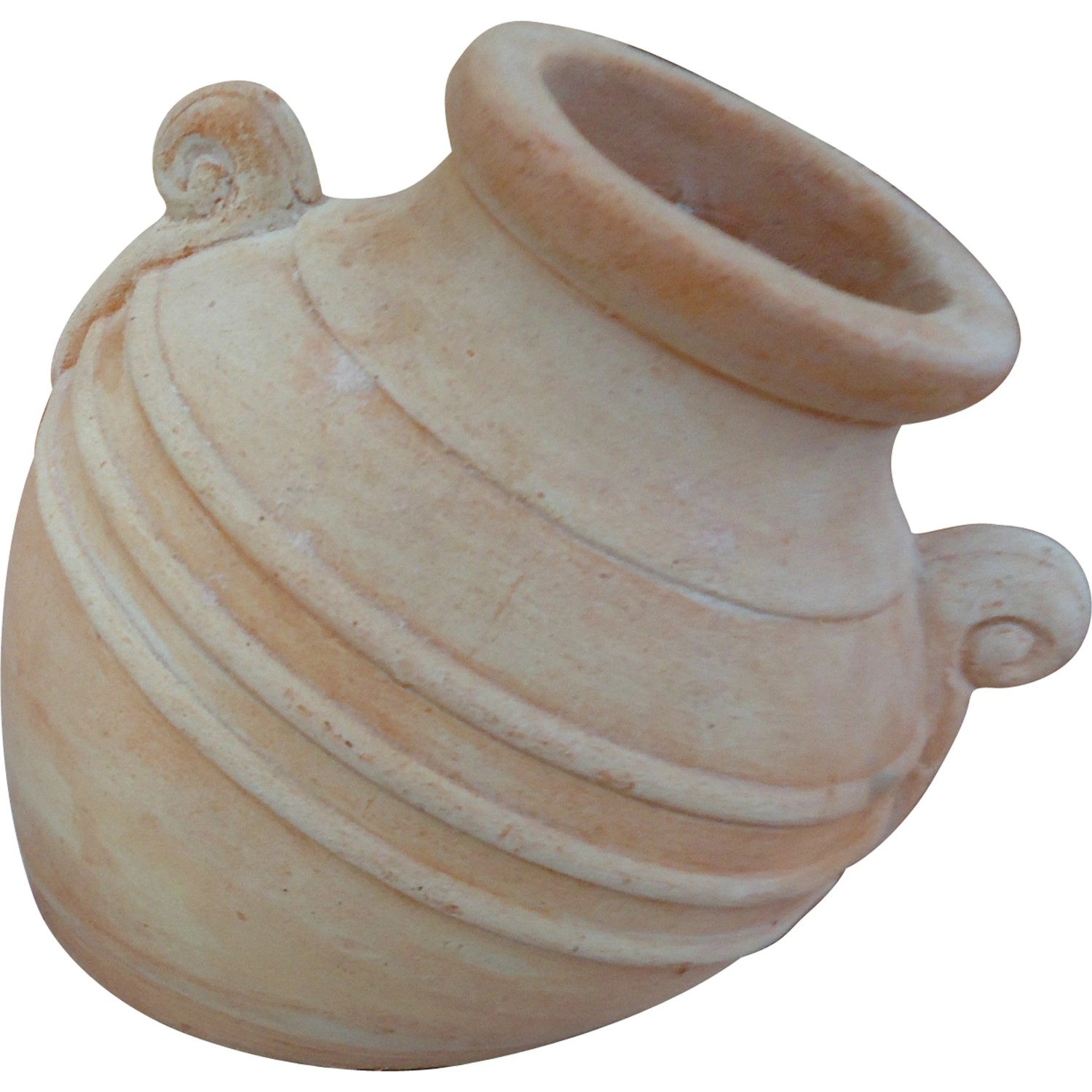 B-Ware Liege-Amphore Aus Terracotta – Ca. 30 Cm | Weißgrau Mit Roten Nuancen | Mit Abflussloch, Handgefertigt
