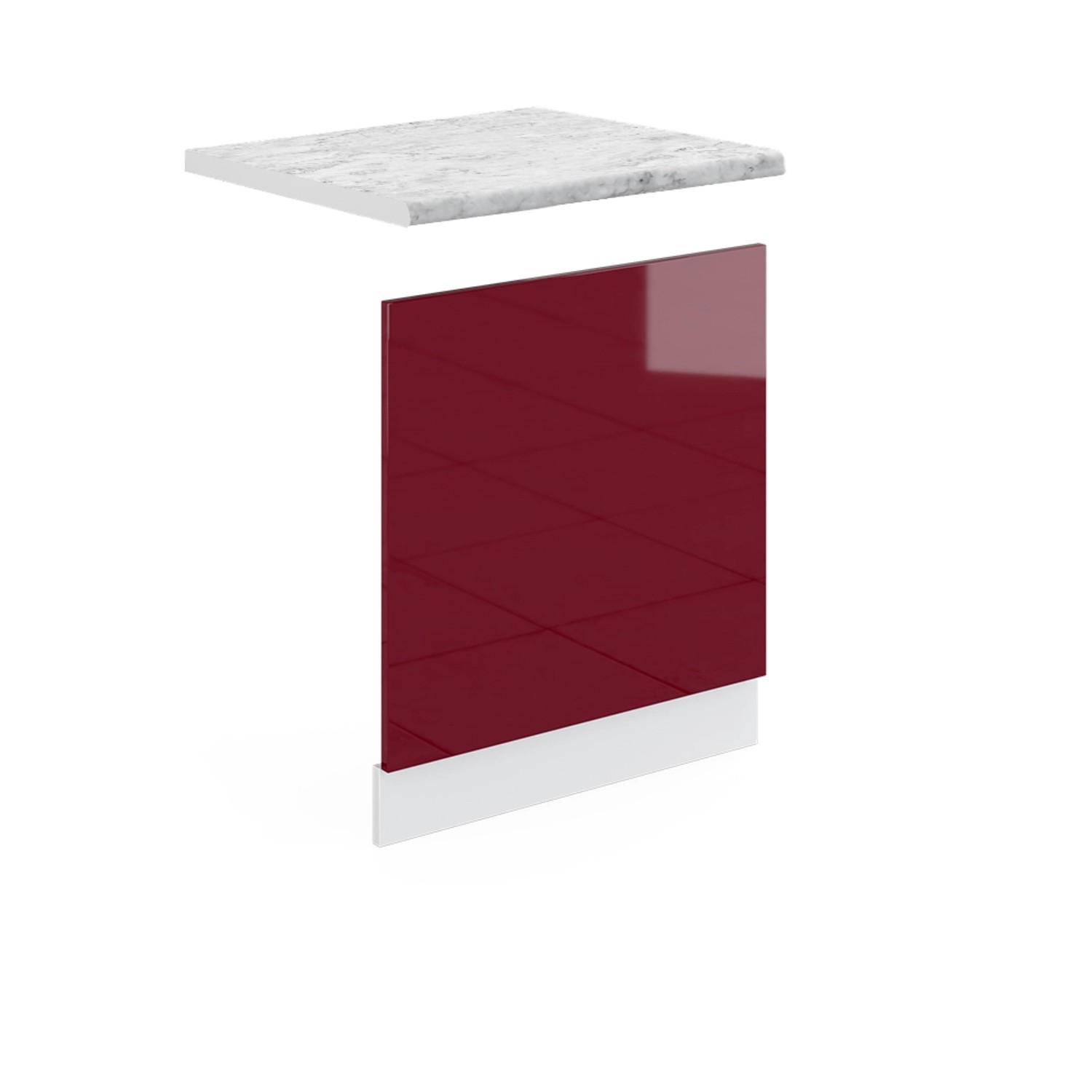Vicco Frontblende R-Line Geschirrspüler Fronttür Bordeaux Hochglanz/Weiß 60 cm AP Marmor