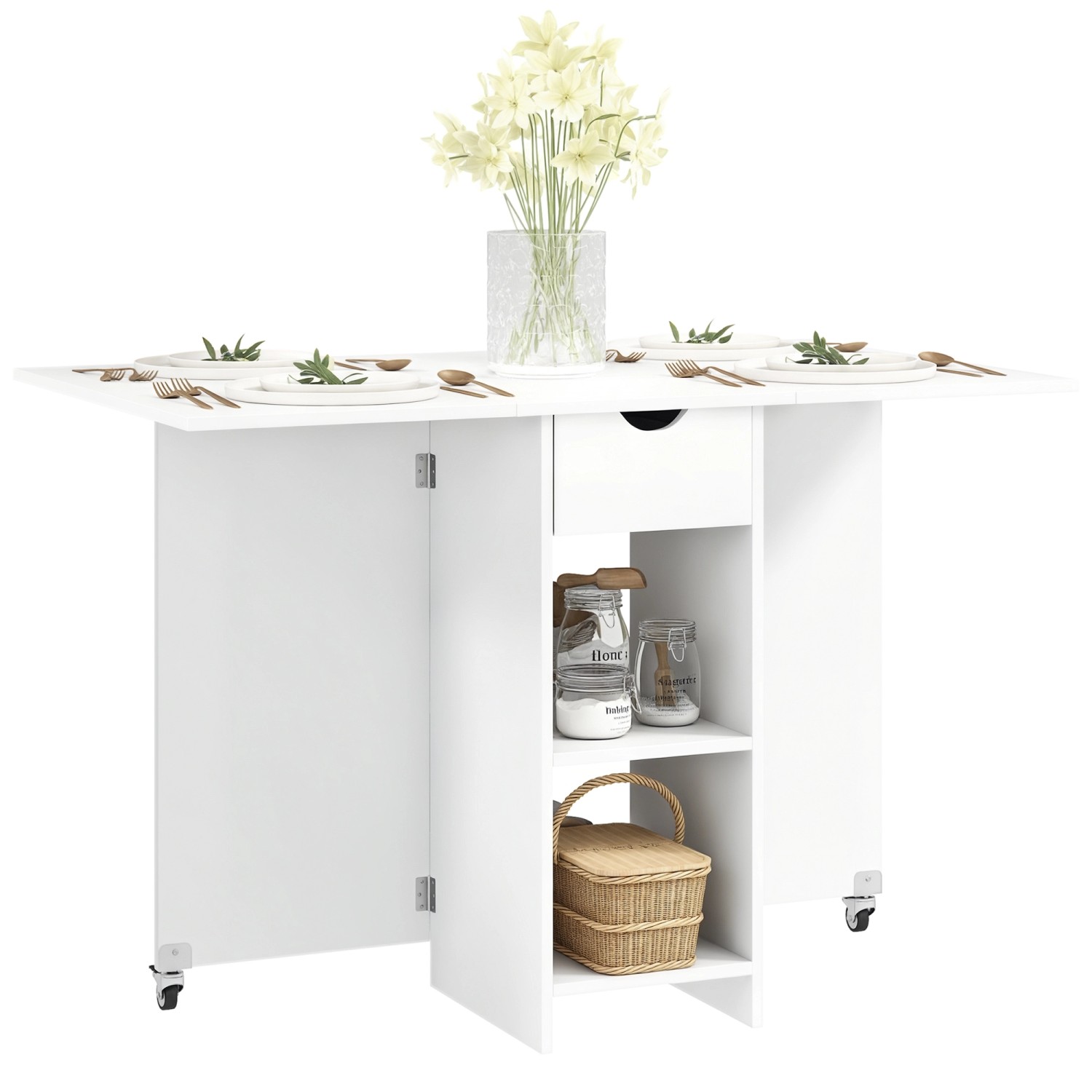 HOMCOM Esstisch für 2-4 Personen Spanplatte Weiß 114,5L x 70B x 75H cm günstig online kaufen