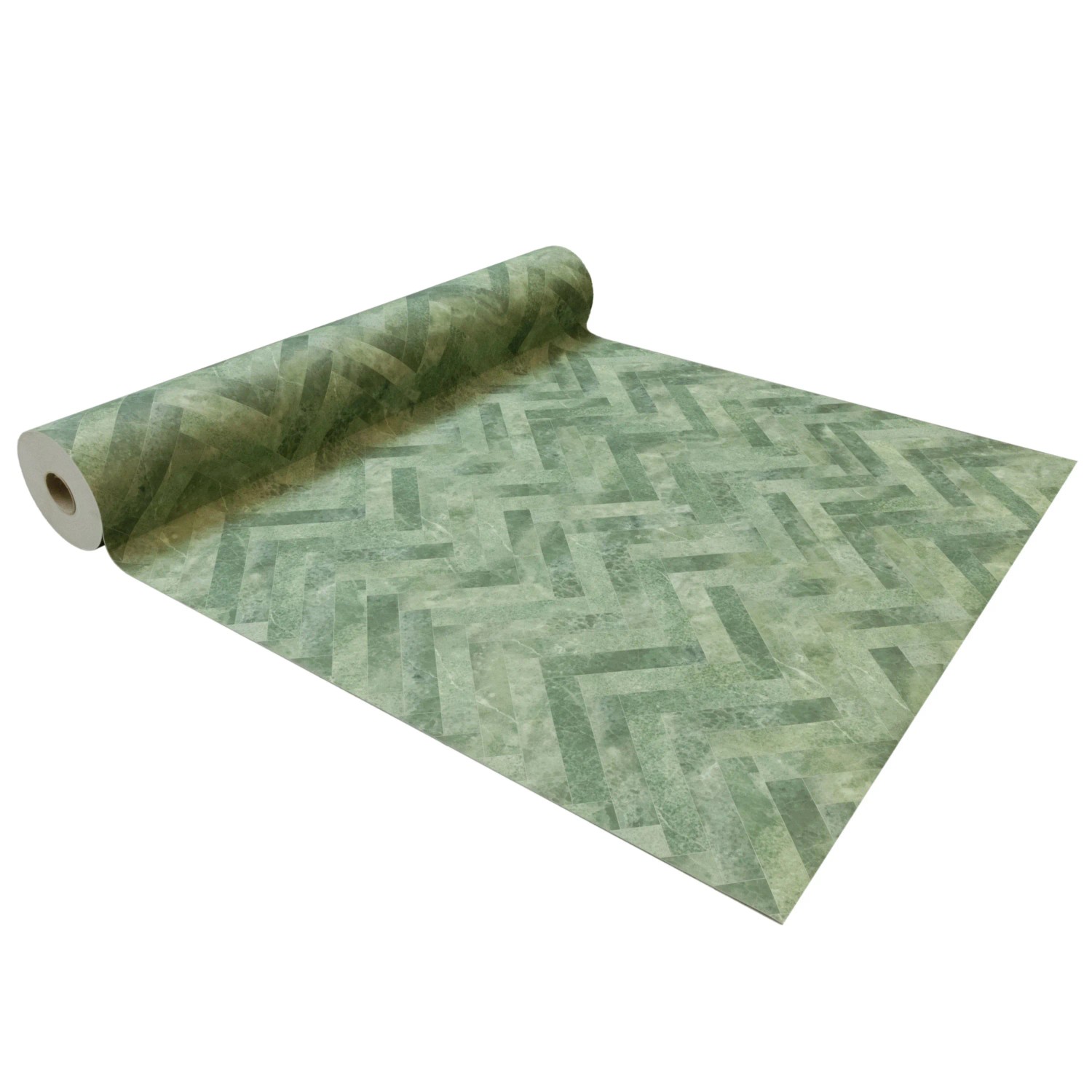 PVC-Bodenbelag Twilight Shade Muster, grüne Fliesenoptik als Rollenware.