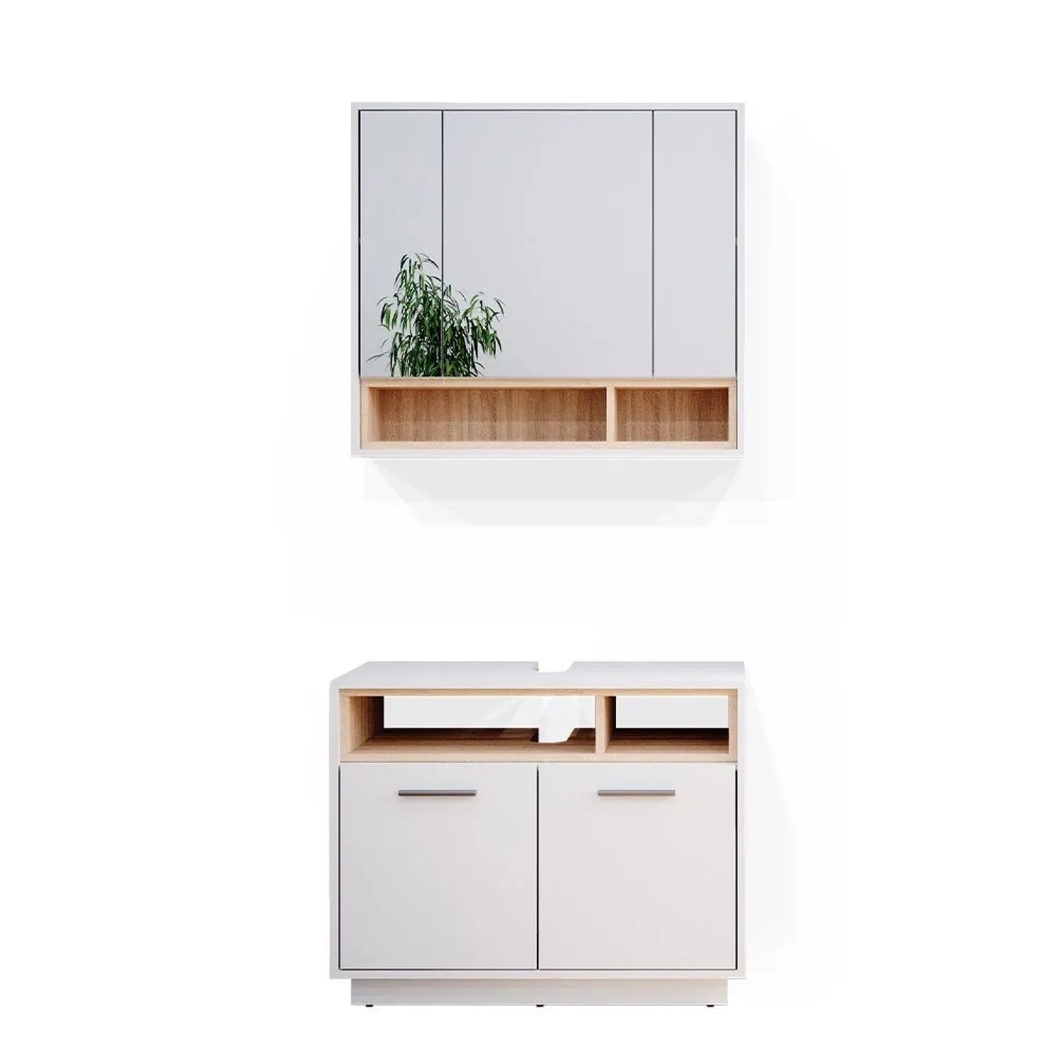 Vicco Badmöbel-Set Beatrice Weiß 80 x 64 2-teilig