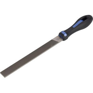 LUX Werkstattfeile 200 mm, flachstumpf, mit ergonomischem Griff für komfortables Arbeiten.