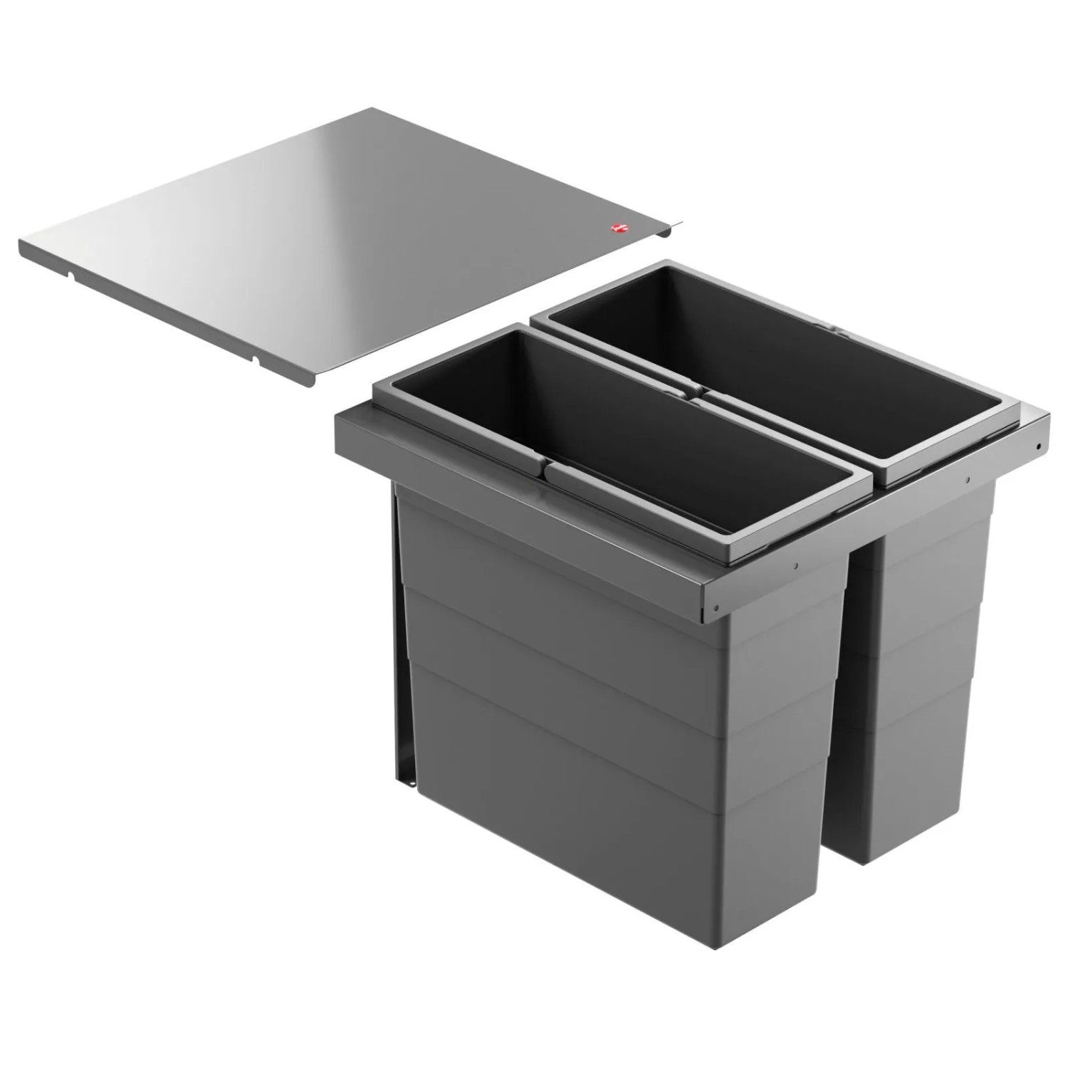 Hailo AS Triple XL 450 18 18 Einbau Mülltrennsystem 36 Liter 10000222 2-Fach Abfallsammler für 45 cm Auszugschränke Inset Schubkasteneinsatz Mülleimer