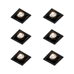 Set mit 6 schwarzen, quadratischen QAZQA Einbaustrahlern Artemis 70 für Lampen & Leuchten.
