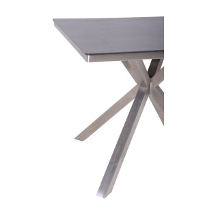 Quadratischer Gartentisch Modena in Braun-Silber, 90x90 cm, mit Edelstahlgestell.