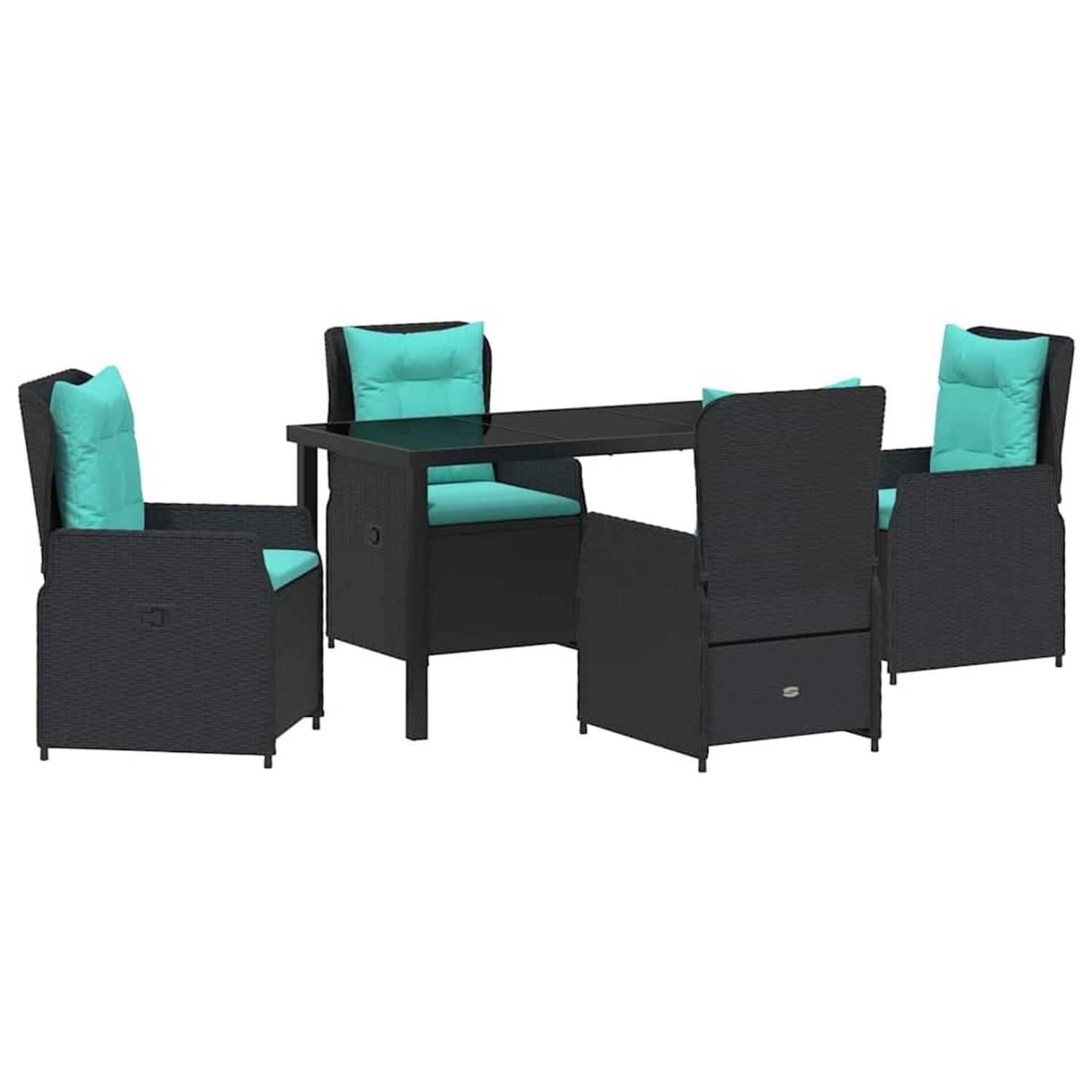 vidaXL 5-Teilige Garten-Essgruppe Schwarz Poly Rattan 3381039 günstig online kaufen