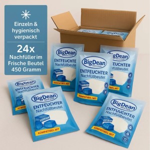 BigDean 24 Stück Luftentfeuchter Granulatbeutel 450g Sparvorteils Set Luftentfeuchter Nachfüllpack Entfeuchter