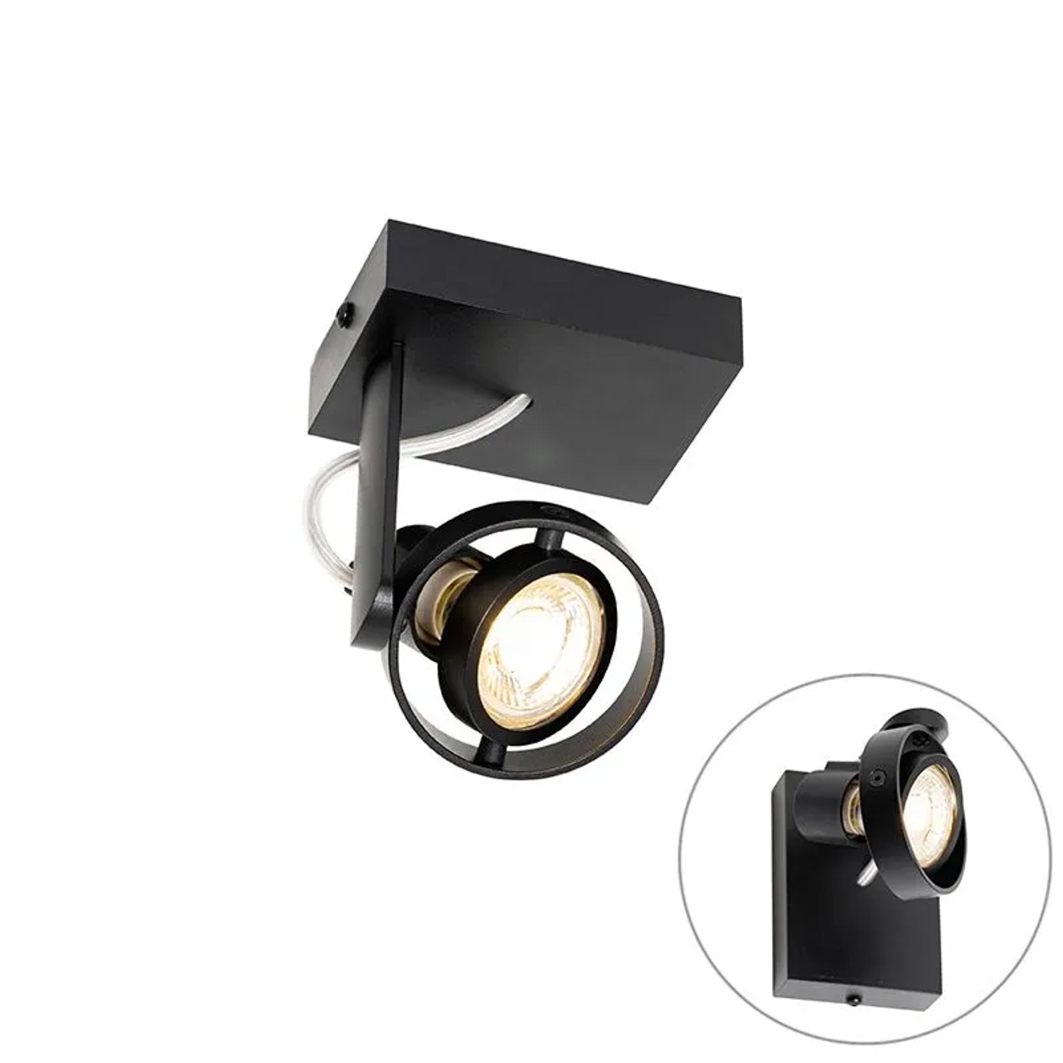 QAZQA Moderner DeckenSpot Schwarz Verstellbar GU10 50mm Master